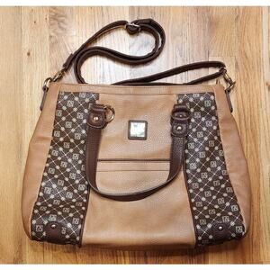 JOSE HESS The Danbury Mint Large Handbag Purse Caramel Tote Bag w/Shoulder Strap